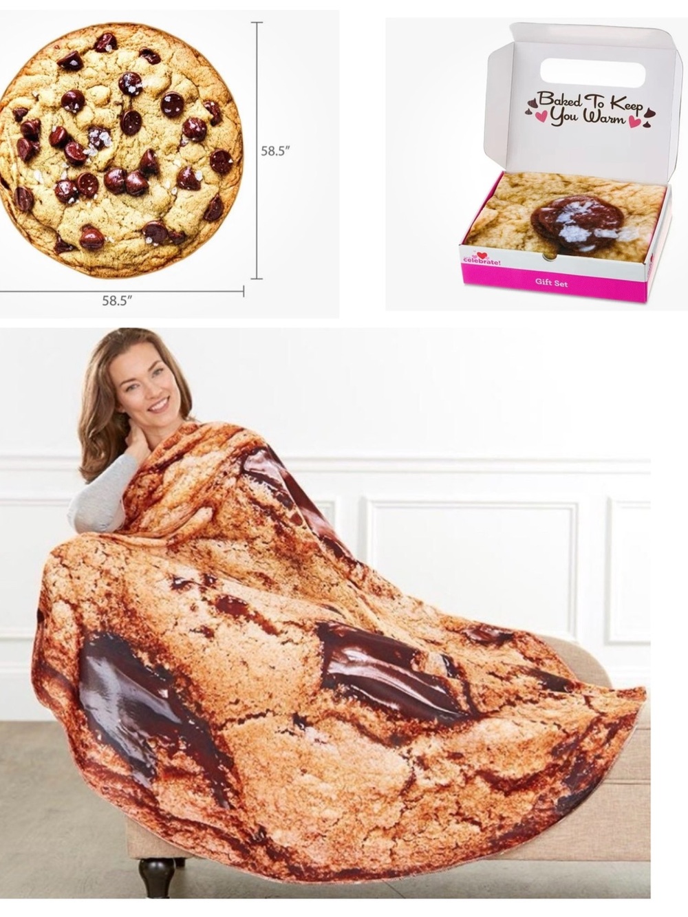 Chocolate Chip Cookie Blanket Gift 58 x 58 throw blanket decoration
